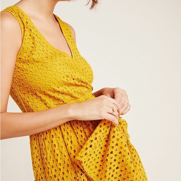 Frye x Anthropologie Nuri Eyelet Wrap Tie Dress - Picture 4 of 7